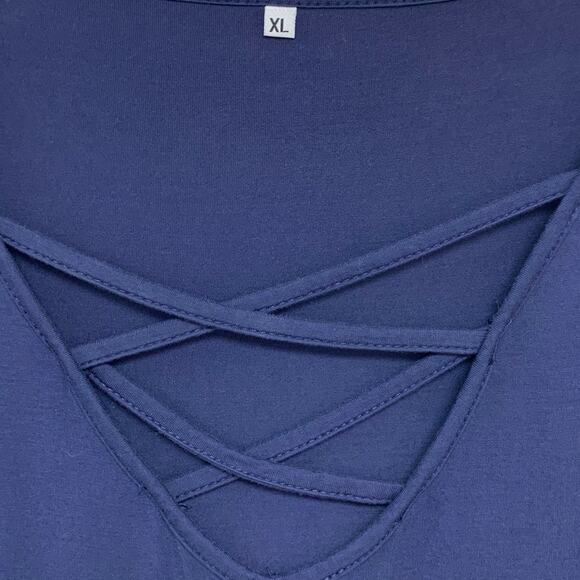 Lot of 2 Womens XL Rayon Blend Long and Short Sleeve Lightweight V Neck Tops - Picture 4 of 5